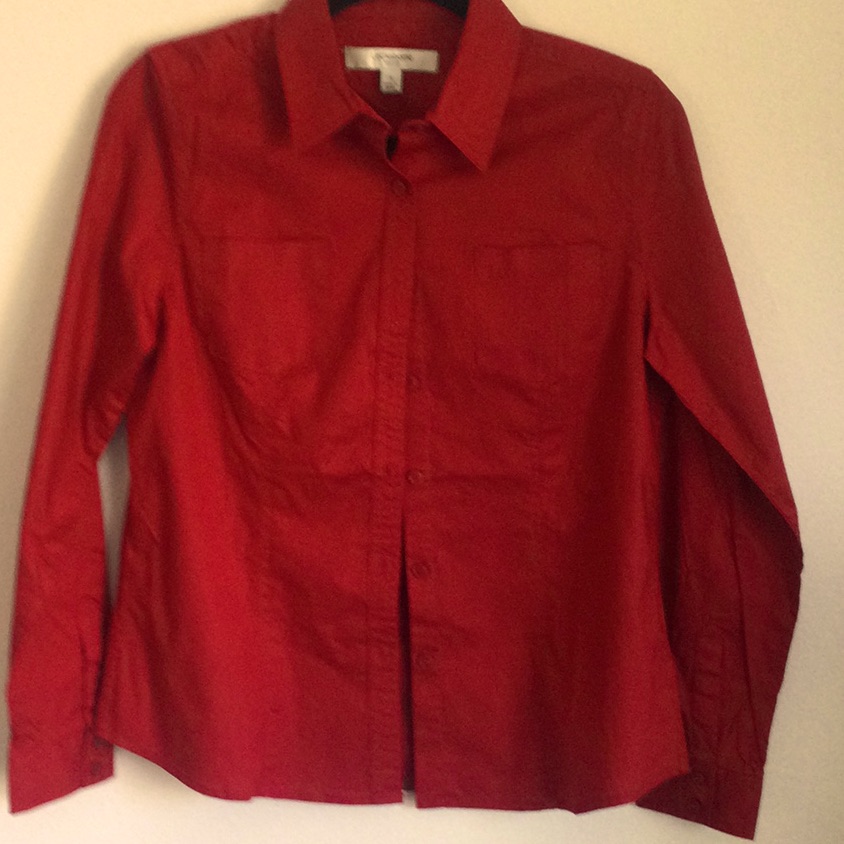 Red Button Down Shirt.